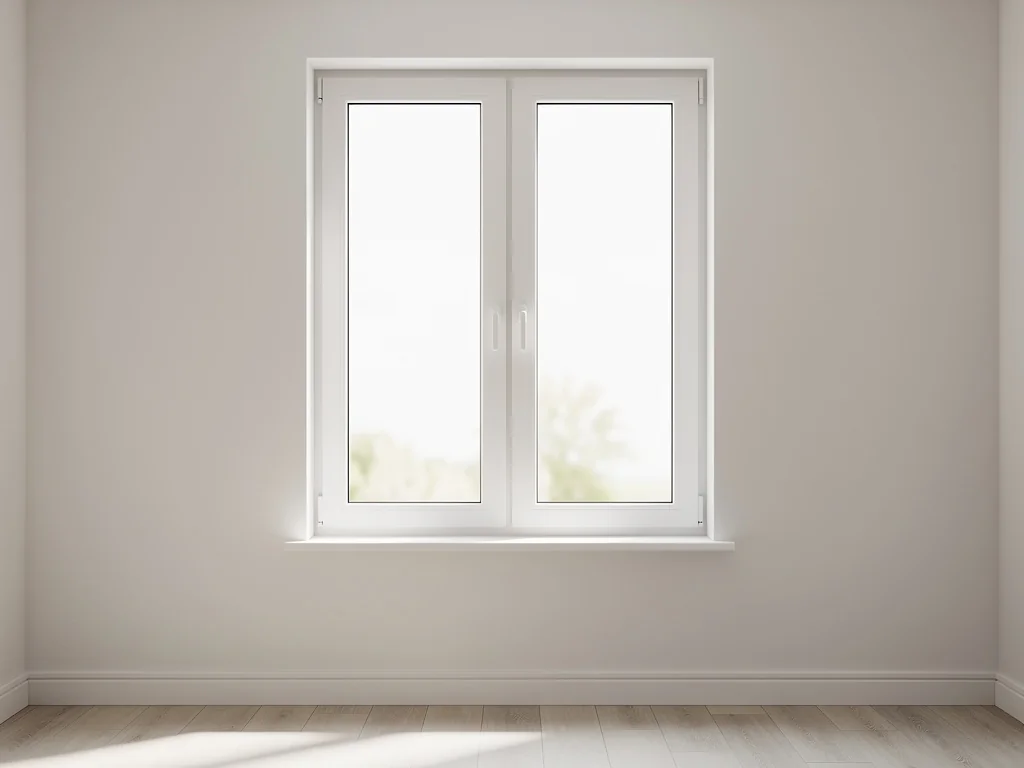 Fenêtre PVC blanche à double vitrage installée dans un salon lumineux